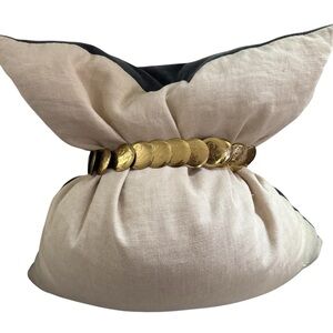 Vintage Gold Tone Stretchy Belt Y2K Maximalist Metal Medallions Blingy Boho